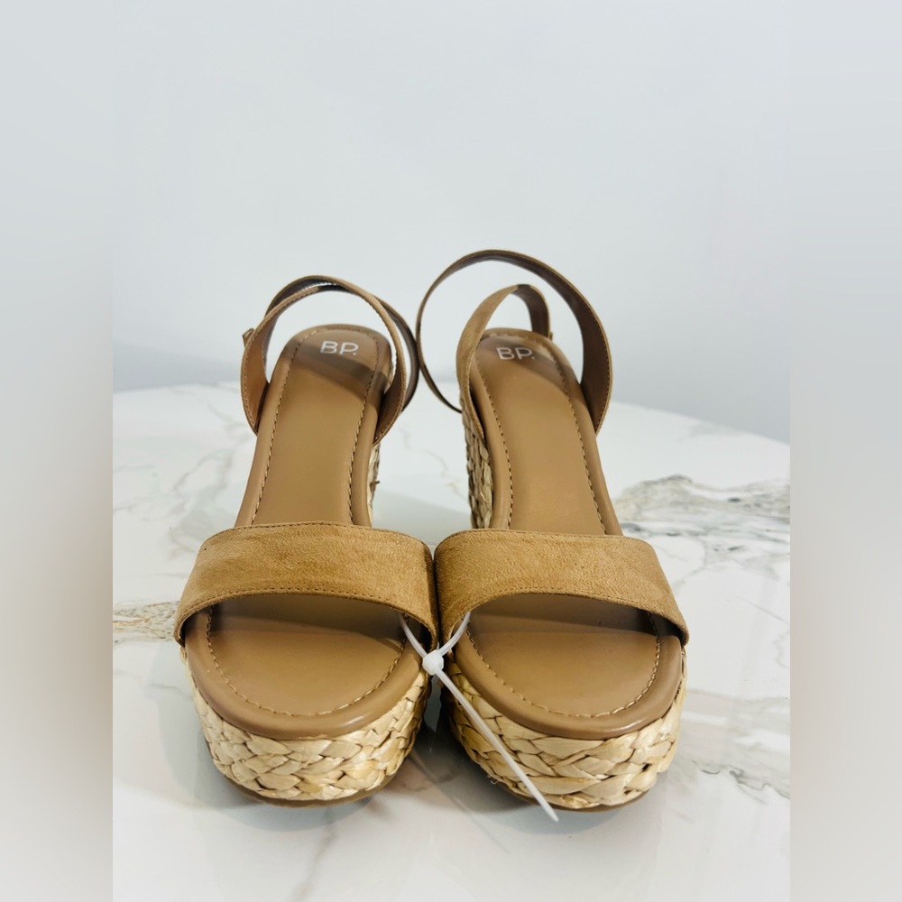 BP Women's Ginny Espadrille Ankle Strap Wedge Sandal Tan Size 11 M